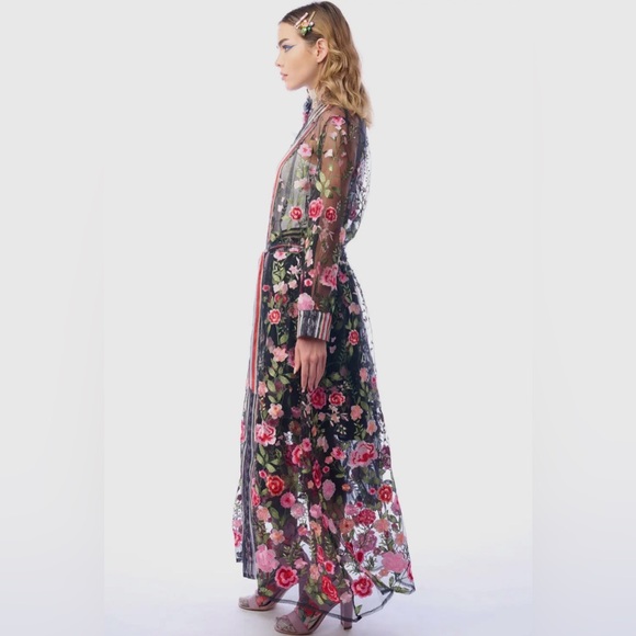 Aratta Embroidered Sheer Floral Duster Kimono • NWT • Retail $223